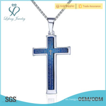 Colgante azul del crucifijo de Jesús del metal, colgante de las cruces de la vendimia